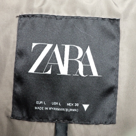 Zara Rubberized Green/Olive Puffer Jacket Sz L - Picture 6 of 7